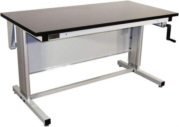 Proline - 72 Wide x 30" Deep x 42" High, Chem-Guard Workbench - Adjustable Height Legs, Gray - Apex Tool & Supply