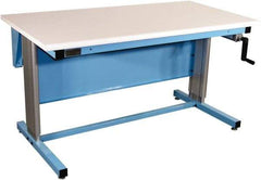 Proline - 72 Wide x 30" Deep x 42" High, Static Dissipative Workbench - Bull Nose Edge, Adjustable Height Legs, Blue - Apex Tool & Supply