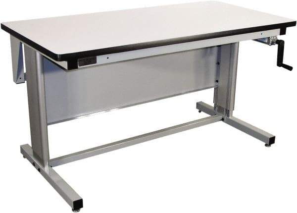 Proline - 72 Wide x 30" Deep x 42" High, Plastic Laminate Workbench - T-Molded Edge, Adjustable Height Legs, Gray - Apex Tool & Supply