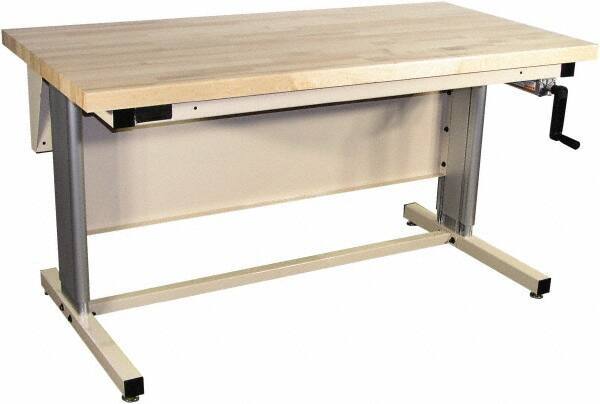 Proline - 72 Wide x 30" Deep x 42" High, Maple Workbench - Adjustable Height Legs, Beige - Apex Tool & Supply