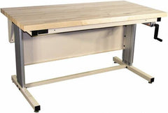 Proline - 72 Wide x 30" Deep x 42" High, Maple Workbench - Adjustable Height Legs, Beige - Apex Tool & Supply
