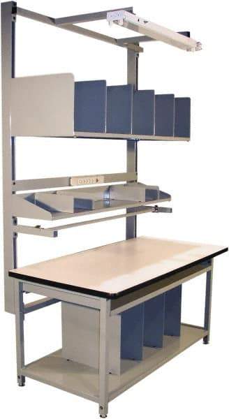 Proline - 72 Wide x 30" Deep x 36" High, Static Dissipative Workbench - T-Molded Edge, Adjustable Height Legs, Gray - Apex Tool & Supply