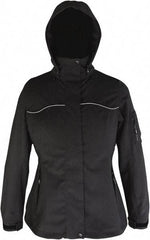 Viking - Size M, Black, Waterproof Jacket - 37" Chest, 4 Pockets, Detachable Hood, Hook & Loop Wrist - Apex Tool & Supply