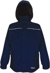 Viking - Size S, Navy, Waterproof, Wind Resistant Jacket - 37" Chest, 5 Pockets, Detachable, Packable Hood, Hook & Loop Wrist - Apex Tool & Supply