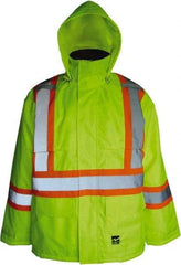 Viking - Size XL, High Visibility Lime, Cold Weather, Jacket - 47" Chest, 2 Pockets, Detachable Hood, Hook & Loop Wrist - Apex Tool & Supply