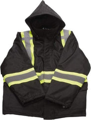 Viking - Size 3XL, Black, Cold Weather Jacket - 55" Chest, 2 Pockets, Detachable Hood, Hook & Loop Wrist - Apex Tool & Supply
