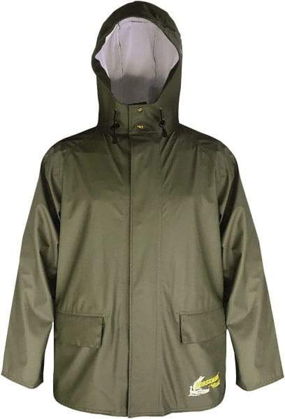 Viking - Size XL, Moss Green, Waterproof Jacket - 47" Chest, 2 Pockets, Detachable Hood, Snap at Wrist - Apex Tool & Supply