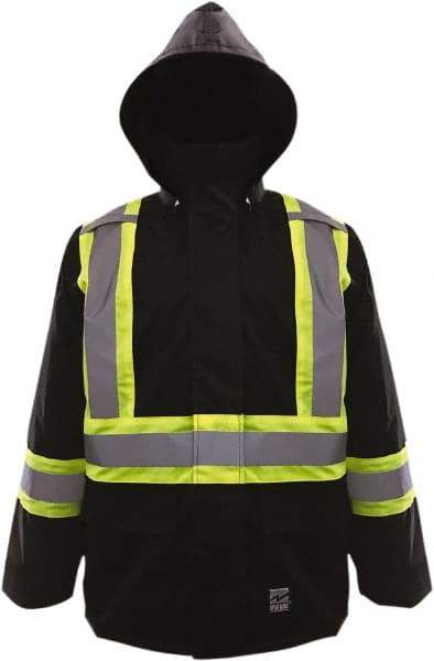 Viking - Size 4XL High Visibility & Water Resistant Jacket - Black, Polyester & Polyurethane, Zipper, Hook & Loop Closure, 58" Chest - Apex Tool & Supply