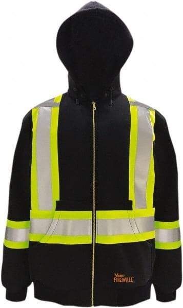 Viking - Size XL Flame Resistant/Retardant Jacket - Black, Cotton, Zipper Closure, 47" Chest - Apex Tool & Supply