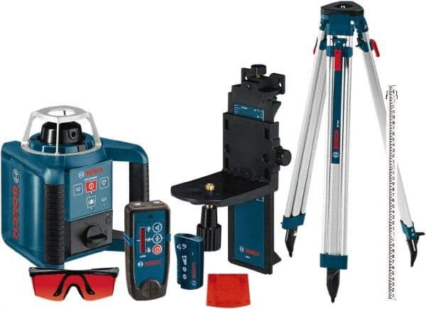 Bosch - 1,000' Measuring Range, 1/8" at 100' Accuracy, Self-Leveling Horizontal & Vertical Rotary Laser - ±5° Self Leveling Range, 1 Beam, 2-D Battery Included - Apex Tool & Supply
