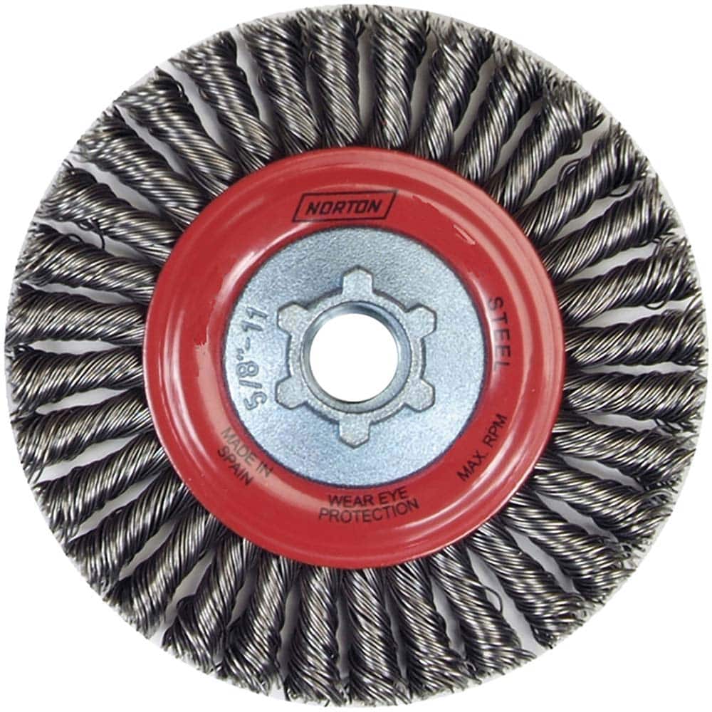 Norton - 9" OD, 5/8-11 Arbor Hole, Stringer Bead Carbon Wheel Brush - Apex Tool & Supply