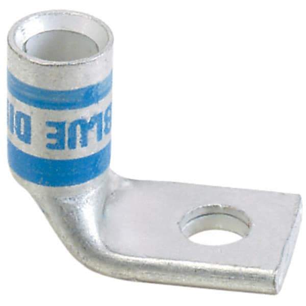 Panduit - 6 AWG Noninsulated Compression Connection Right Angle Ring Terminal - 1/4" Stud, 1.03" OAL x 0.48" Wide, Tin Plated Copper Contact - Apex Tool & Supply