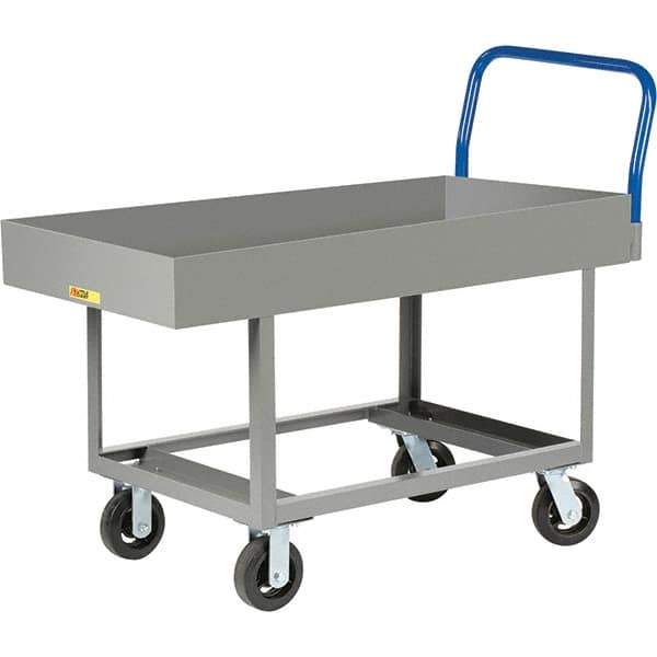 Little Giant - 2,000 Lb Capacity Steel Platform Truck - Steel Deck, 24" OAW, 49-1/2" Platform Length, Mold On Rubber Casters - Apex Tool & Supply