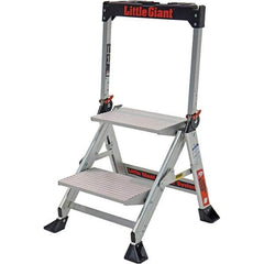 Little Giant - 2 Steps, 2' High, Type IAA Rating, Aluminum Step Stand - 375 Lb Capacity, 21-1/2" Base Width - Apex Tool & Supply