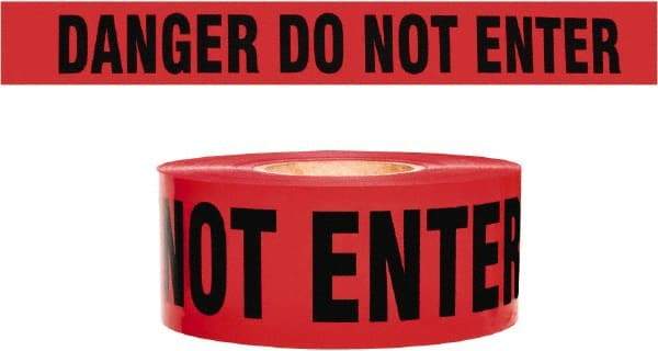 NMC - 135' Long x 3" Wide Roll, 100% Cotton, Red Barricade Tape - Message: Caution - Do Not Enter - Apex Tool & Supply