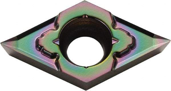Kyocera - DCGT21502 MP Grade PDL025 Carbide Turning Insert - Al2O3 Finish, 55° Diamond, 1/4" Inscr Circle, 3/32" Thick, 0.0039" Corner Radius - Apex Tool & Supply