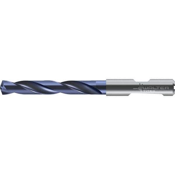 Walter-Titex - 5.7mm 140° Solid Carbide Jobber Drill - TiAlN Finish, Right Hand Cut, Spiral Flute, Round with Flats Shank, 82mm OAL - Apex Tool & Supply