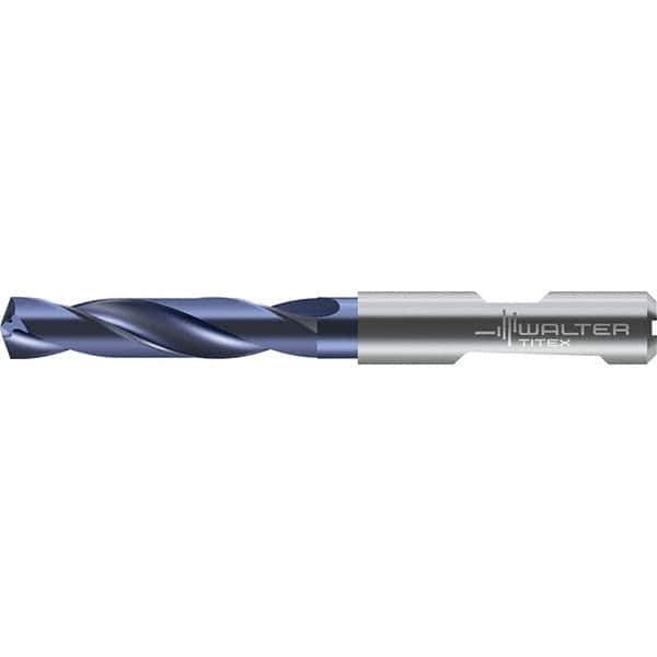 Walter-Titex - 5.1mm 140° Solid Carbide Screw Machine Drill Bit - Right Hand Cut, 28mm Flute Length, 66mm OAL, Straight Shank with Weldon Flat, Through Coolant - Apex Tool & Supply
