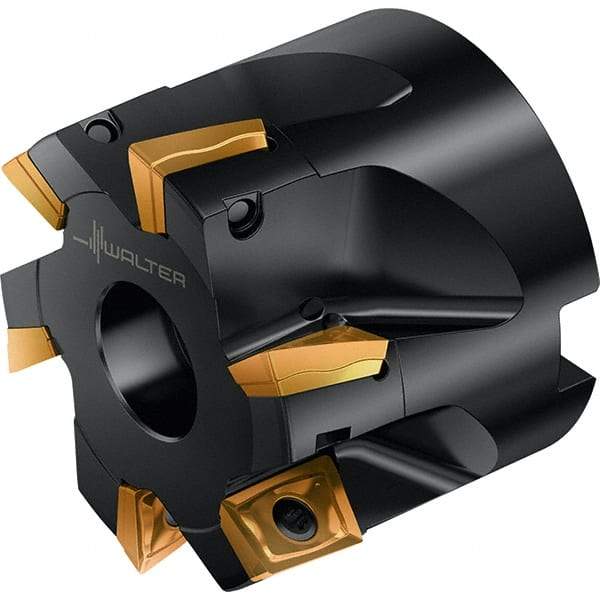 Walter - 5 Inserts, 40mm Cut Diam, 13mm Max Depth of Cut, Indexable Square-Shoulder Face Mill - 0° Lead Angle, 40mm High, LDMW08T204R & LDMT08T204R Insert Compatibility, Through Coolant, Series M4130 - Apex Tool & Supply