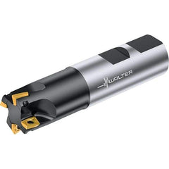 Walter - 25mm Cut Diam, 8mm Max Depth of Cut, 25mm Shank Diam, 100mm OAL, Indexable Square Shoulder End Mill - LDMW08T204R, LDMT08T204R Inserts, Weldon Shank, 0° Lead Angle, Through Coolant, Series M4130 - Apex Tool & Supply