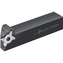 Walter - G3011, External, Right Hand, 6mm Max Depth of Cut, 1 to 3.25mm Groove Width, Indexable Grooving Tool Holder - MX22 Insert Compatibility, 12mm Shank Height, 12mm Shank Width, 120mm OAL, Through Coolant - Apex Tool & Supply
