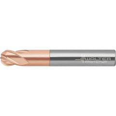 Walter-Prototyp - 16mm Diam, 12.8mm LOC, 4 Flute Solid Carbide Ball End Mill - AlTiN Finish, Single End, 92mm OAL, 16mm Shank Diam, Spiral Flute - Apex Tool & Supply