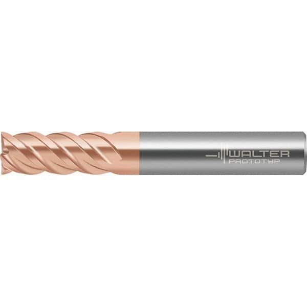 Walter-Prototyp - 10mm, 22mm LOC, 10mm Shank Diam, 72mm OAL, 4 Flute, Solid Carbide Square End Mill - TiAlSiN Finish, Spiral Flute, 50° Helix, Right Hand Cut, Right Hand Flute, Series MC388 - Apex Tool & Supply
