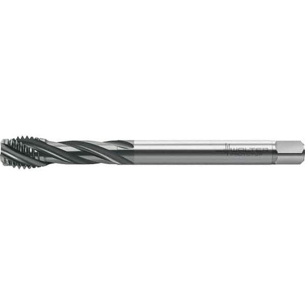 Walter-Prototyp - M16x2.00 Metric 4 Flute 6HX Semi-Bottoming Spiral Flute Tap - High Speed Steel, TiCN Finish, 110mm OAL, Right Hand Flute, Right Hand Thread, Series TC121 - Apex Tool & Supply