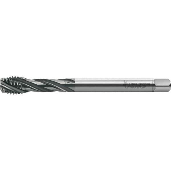 Walter-Prototyp - M12x1.75 Metric 4 Flute 6HX Semi-Bottoming Spiral Flute Tap - High Speed Steel, TiAlN Finish, 110mm OAL, Right Hand Flute, Right Hand Thread, Series TC121 - Apex Tool & Supply