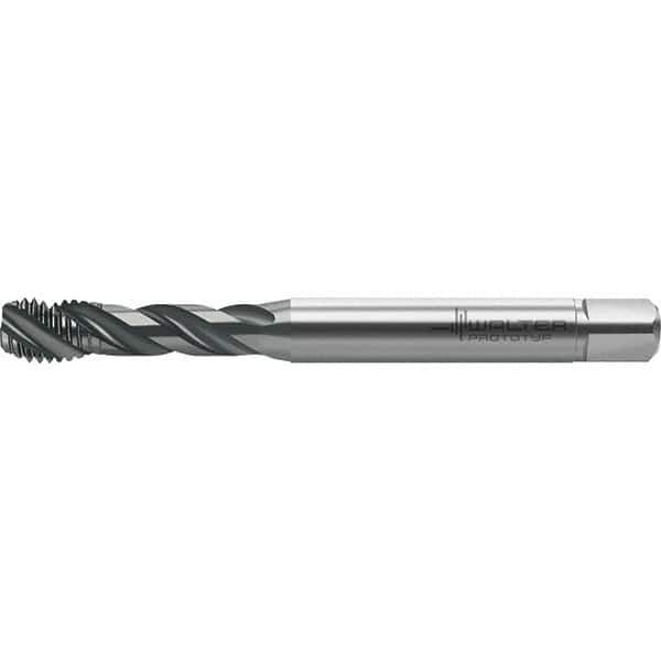 Walter-Prototyp - M6x1.00 Metric 3 Flute 6HX Semi-Bottoming Spiral Flute Tap - High Speed Steel, TiAlN Finish, 82.5mm OAL, Right Hand Flute, Right Hand Thread, Series TC121 - Apex Tool & Supply