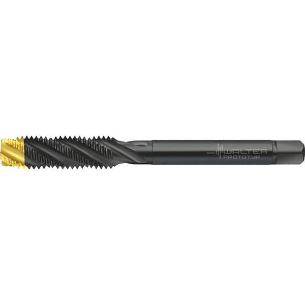Walter-Prototyp - M24x3.00 Metric 4 Flute 6HX Semi-Bottoming Spiral Flute Tap - High Speed Steel, TiN Finish, 160mm OAL, Right Hand Flute, Right Hand Thread, Series TC120 - Apex Tool & Supply