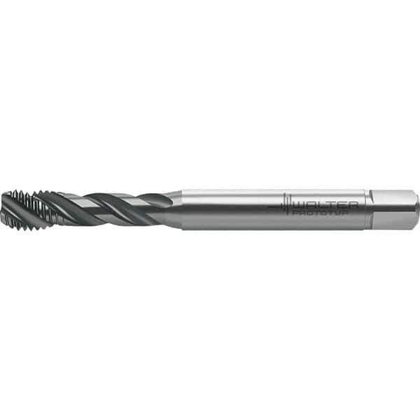 Walter-Prototyp - M4x0.70 Metric 3 Flute 6HX Semi-Bottoming Spiral Flute Tap - High Speed Steel, TiAlN Finish, 64.65mm OAL, Right Hand Flute, Right Hand Thread, Series TC121 - Apex Tool & Supply