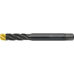 Walter-Prototyp - M10x1.50 Metric 3 Flute 6HX Semi-Bottoming Spiral Flute Tap - High Speed Steel, TiN Finish, 101.67mm OAL, Right Hand Flute, Right Hand Thread, Series TC120 - Apex Tool & Supply
