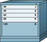 Table-Standard Cabinet - 5 Drawers - 30 x 28-1/4 x 30-1/8" - Multiple Drawer Access - Apex Tool & Supply