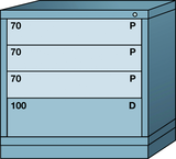 Table-Standard Cabinet - 4 Drawers - 30 x 28-1/4 x 30-1/8" - Multiple Drawer Access - Apex Tool & Supply
