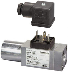 Barksdale - 220 to 2,900 psi Adjustable Range, 4,350 Max psi, Compact Pressure Switch - 7/16-20 UNF SAE, DIN 43650, SPDT Contact, SS Wetted Parts, 2% Repeatability - Apex Tool & Supply