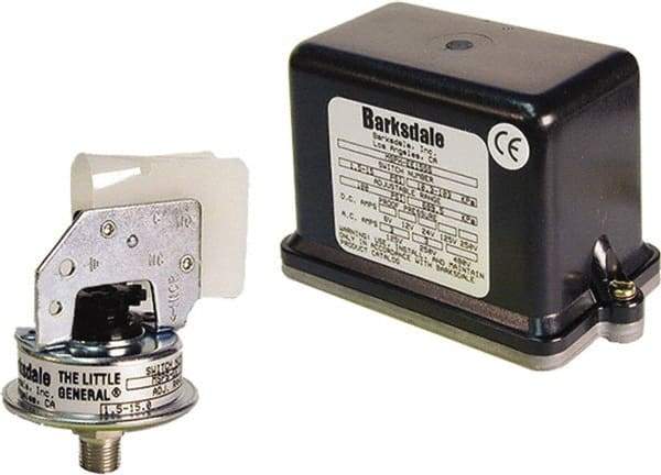 Barksdale - 0.5 to 5 psi Adjustable Range, 100 Max psi, Low Pressure Vacuum Switches - 1/8 NPT Male, Terminals, SPST Contact, Plastic Wetted Parts, 2% Repeatability - Apex Tool & Supply