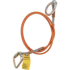 PRO-SAFE - 6' Long, D-Ring Anchor Sling - 350 Lb Capacity, Vinyl Coated Galvanized Steel Cable - Apex Tool & Supply
