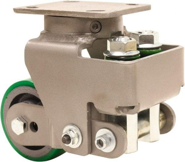 Hamilton - 4" Diam x 2" Wide, Polyurethane Mold on to Cast Iron Center Swivel Caster - 750 Lb Capacity, Top Plate Mount, 4" x 5" Plate, Sealed Precision Ball Bearing Bearing - Apex Tool & Supply