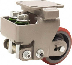 Hamilton - 5" Diam x 2" Wide, Polyurethane Mold on to Cast Iron Center Rigid Caster - 1,250 Lb Capacity, Top Plate Mount, 4" x 4-1/2" Plate, Sealed Precision Ball Bearing Bearing - Apex Tool & Supply