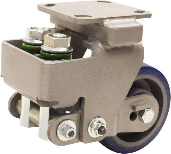 Hamilton - 5" Diam x 2" Wide, Polyurethane Mold on to Cast Iron Center Rigid Caster - 960 Lb Capacity, Top Plate Mount, 4" x 4-1/2" Plate, Sealed Precision Ball Bearing Bearing - Apex Tool & Supply