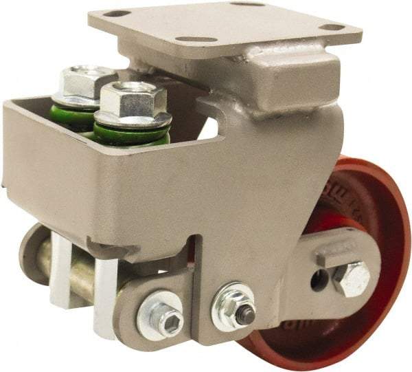 Hamilton - 5" Diam x 2" Wide, Cast Iron Rigid Caster - 1,300 Lb Capacity, Top Plate Mount, 4" x 4-1/2" Plate, Sealed Precision Ball Bearing Bearing - Apex Tool & Supply