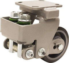 Hamilton - 5" Diam x 2" Wide, Polyurethane Mold on to Cast Iron Center Rigid Caster - 1,300 Lb Capacity, Top Plate Mount, 4" x 4-1/2" Plate, Sealed Precision Ball Bearing Bearing - Apex Tool & Supply