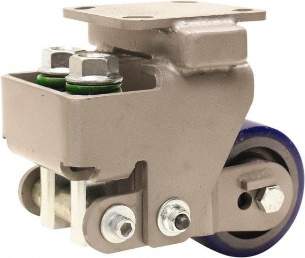 Hamilton - 4" Diam x 2" Wide, Polyurethane Mold on to Cast Iron Center Rigid Caster - 600 Lb Capacity, Top Plate Mount, 4" x 4-1/2" Plate, Sealed Precision Ball Bearing Bearing - Apex Tool & Supply