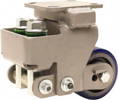 Hamilton - 4" Diam x 2" Wide, Polyurethane Mold on to Cast Iron Center Rigid Caster - 600 Lb Capacity, Top Plate Mount, 4" x 4-1/2" Plate, Sealed Precision Ball Bearing Bearing - Apex Tool & Supply