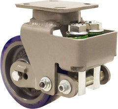 Hamilton - 6" Diam x 2" Wide, Polyurethane Mold on to Cast Iron Center Swivel Caster - 960 Lb Capacity, Top Plate Mount, 4" x 5" Plate, Sealed Precision Ball Bearing Bearing - Apex Tool & Supply