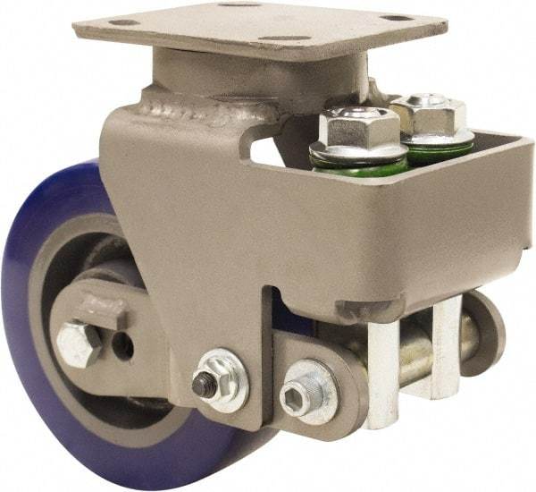 Hamilton - 6" Diam x 2" Wide, Polyurethane Mold on to Cast Iron Center Swivel Caster - 1,300 Lb Capacity, Top Plate Mount, 4" x 5" Plate, Sealed Precision Ball Bearing Bearing - Apex Tool & Supply