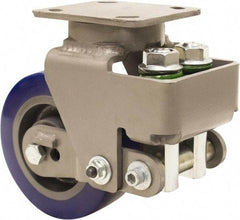 Hamilton - 6" Diam x 2" Wide, Polyurethane Mold on to Cast Iron Center Swivel Caster - 1,300 Lb Capacity, Top Plate Mount, 4" x 5" Plate, Sealed Precision Ball Bearing Bearing - Apex Tool & Supply