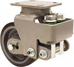 Hamilton - 6" Diam x 2" Wide, Polyurethane Mold on to Cast Iron Center Swivel Caster - 1,315 Lb Capacity, Top Plate Mount, 4" x 5" Plate, Sealed Precision Ball Bearing Bearing - Apex Tool & Supply
