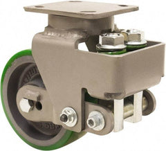 Hamilton - 6" Diam x 2" Wide, Polyurethane Mold on to Cast Iron Center Swivel Caster - 1,200 Lb Capacity, Top Plate Mount, 4" x 5" Plate, Sealed Precision Ball Bearing Bearing - Apex Tool & Supply